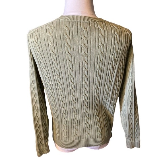 Roundtree & Yorke Men's Sage Green Sweater Size Large Cable Knit 100% Cotton - Picture 5 of 6